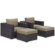 Modway Convene 4-Piece Aluminum and Rattan Patio Sectional Set in Espresso/Mocha