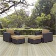 Modway Convene 4-Piece Aluminum and Rattan Patio Sectional Set in Espresso/Mocha