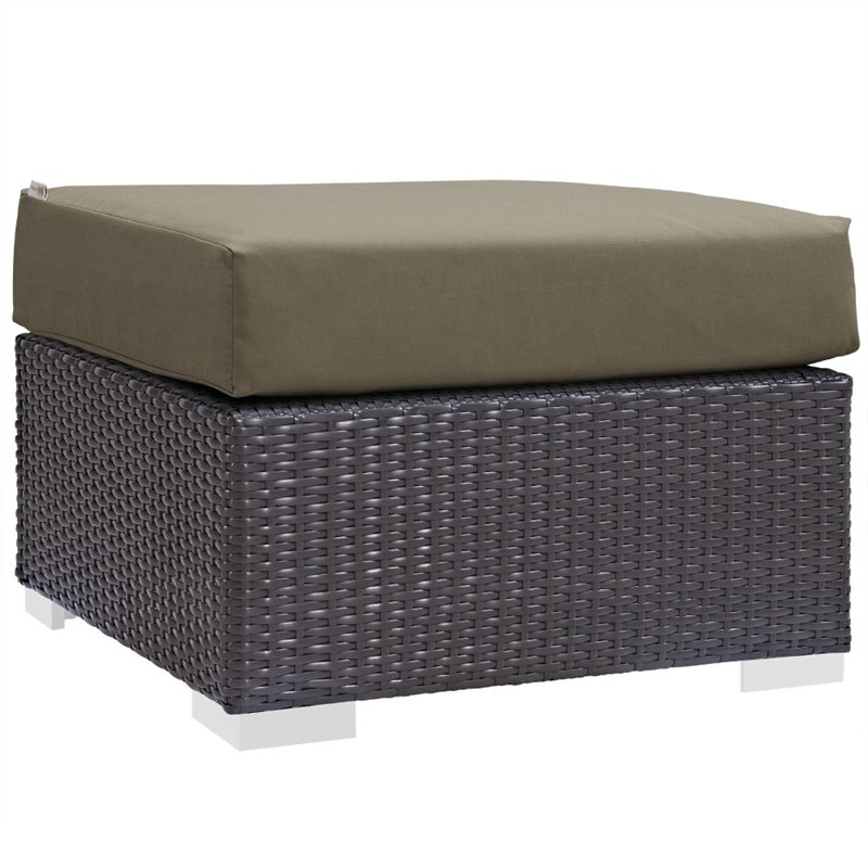 Modway Convene 4-Piece Aluminum and Rattan Patio Sectional Set in Espresso/Mocha