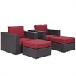 Modway Convene 4-Piece Aluminum and Rattan Patio Sectional Set in Espresso/Red