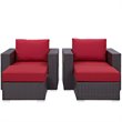 Modway Convene 4-Piece Aluminum and Rattan Patio Sectional Set in Espresso/Red