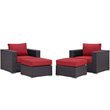 Modway Convene 4-Piece Aluminum and Rattan Patio Sectional Set in Espresso/Red