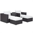 Modway Convene 4-Piece Aluminum and Rattan Patio Sectional Set in Espresso/White