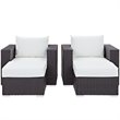 Modway Convene 4-Piece Aluminum and Rattan Patio Sectional Set in Espresso/White