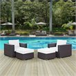 Modway Convene 4-Piece Aluminum and Rattan Patio Sectional Set in Espresso/White