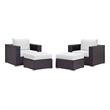 Modway Convene 4-Piece Aluminum and Rattan Patio Sectional Set in Espresso/White