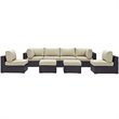 Modway Convene 8-Piece Aluminum and Rattan Patio Sectional Set in Espresso/Beige