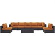 Modway Convene 8-Piece Aluminum Rattan Patio Sectional Set in Orange/Espresso