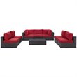 Modway Convene 8-Piece Aluminum & Rattan Patio Sectional Set in Espresso/Red