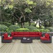 Modway Convene 8-Piece Aluminum & Rattan Patio Sectional Set in Espresso/Red