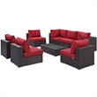 Modway Convene 8-Piece Aluminum & Rattan Patio Sectional Set in Espresso/Red