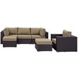 Modway Convene 6-Piece Aluminum and Rattan Patio Sectional Set in Espresso/Mocha