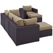 Modway Convene 6-Piece Aluminum and Rattan Patio Sectional Set in Espresso/Mocha