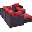 Modway Convene 6-Piece Aluminum and Rattan Patio Sectional Set in Espresso/Red