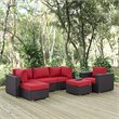Modway Convene 6-Piece Aluminum and Rattan Patio Sectional Set in Espresso/Red