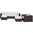 Modway Convene 6-Piece Aluminum and Rattan Patio Sectional Set in Espresso/White