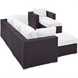 Modway Convene 6-Piece Aluminum and Rattan Patio Sectional Set in Espresso/White