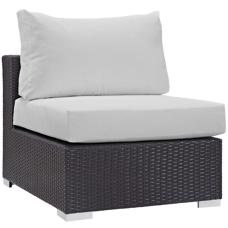 Modway Convene 6-Piece Aluminum and Rattan Patio Sectional Set in Espresso/White