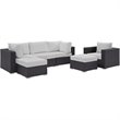Modway Convene 6-Piece Aluminum and Rattan Patio Sectional Set in Espresso/White