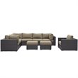 Modway Convene 9-Piece Aluminum and Rattan Patio Sectional Set in Espresso/Mocha