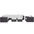 Modway Convene 9-Piece Aluminum and Rattan Patio Sectional Set in Espresso/White