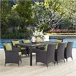 Modway Convene 9-Piece Aluminum and Rattan Patio Dining Set in Espresso/Peridot