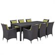 Modway Convene 9-Piece Aluminum and Rattan Patio Dining Set in Espresso/Peridot