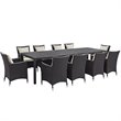 Modway Convene 11-Piece Aluminum and Rattan Patio Dining Set in Espresso/Beige