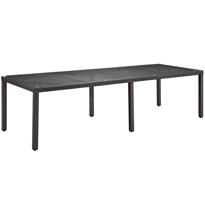 Modway Convene 11-Piece Aluminum and Rattan Patio Dining Set in Espresso/Red