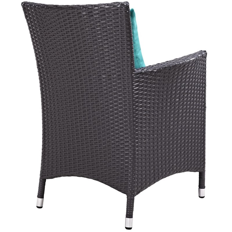 Modway Convene 11-Piece Aluminum Rattan Patio Dining Set in Espresso/Turquoise