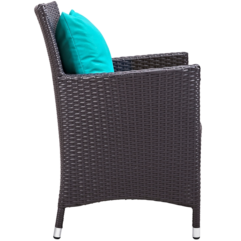Modway Convene 11-Piece Aluminum Rattan Patio Dining Set in Espresso/Turquoise