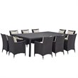 Modway Convene 11-Piece Rattan Aluminum Patio Dining Set in Espresso/Beige