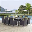 Modway Convene 11-Piece Rattan Aluminum Patio Dining Set in Espresso/Peridot