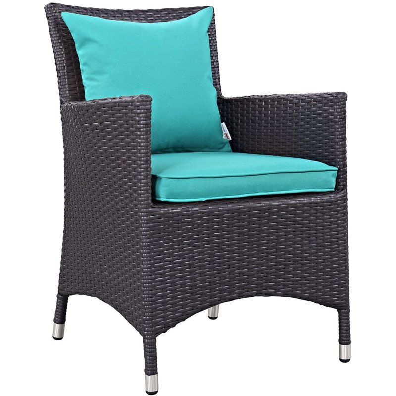 Modway Convene 11-Piece Rattan Aluminum Patio Dining Set in Espresso/Turquoise