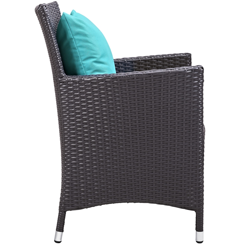 Modway Convene 11-Piece Rattan Aluminum Patio Dining Set in Espresso/Turquoise