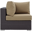 Modway Convene Aluminum and Rattan Outdoor Patio Corner in Espresso/Mocha