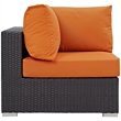 Modway Convene Aluminum and Rattan Outdoor Patio Corner in Espresso/Orange