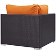 Modway Convene Aluminum and Rattan Outdoor Patio Corner in Espresso/Orange