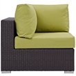 Modway Convene Aluminum and Rattan Outdoor Patio Corner in Espresso/Peridot
