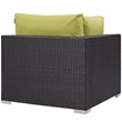 Modway Convene Aluminum and Rattan Outdoor Patio Corner in Espresso/Peridot