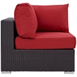 Modway Convene Aluminum and Rattan Outdoor Patio Corner in Espresso/Red