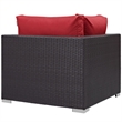 Modway Convene Aluminum and Rattan Outdoor Patio Corner in Espresso/Red