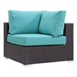 Modway Convene Aluminum and Rattan Outdoor Patio Corner in Espresso/Turquoise