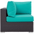 Modway Convene Aluminum and Rattan Outdoor Patio Corner in Espresso/Turquoise