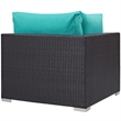 Modway Convene Aluminum and Rattan Outdoor Patio Corner in Espresso/Turquoise