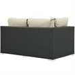 Modway Sojourn Aluminum and Rattan Patio Left Arm Loveseat in Canvas/Beige
