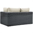 Modway Summon Patio Right Arm Loveseat in Canvas Antique Beige
