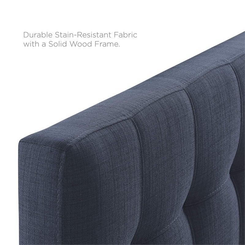 Modway Lily Twin Upholstered Polyester Fabric Headboard in Navy