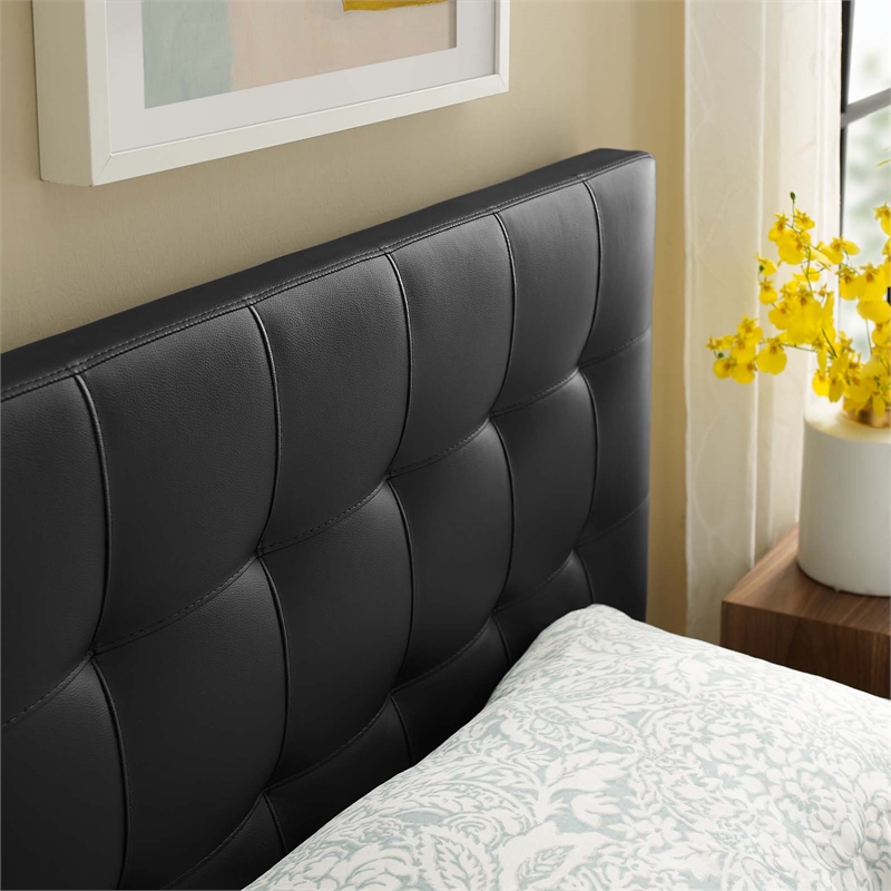Modway Lily Twin Upholstered Faux Leather and Wood Headboard in Black