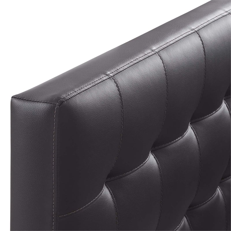 Modway Lily Twin Upholstered Faux Leather and Wood Headboard in Brown
